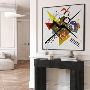 Large Multi Coloured Wassily Kandinsky Abstract Wall Art Framed Canvas Print of On White ii 2 Painting - 100cm x 100cm