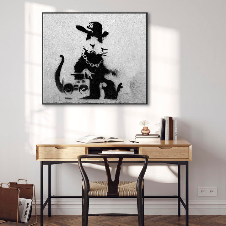 Large Banksy Framed Canvas Art Print - Gangsta Rat - FFob-2457-B-L