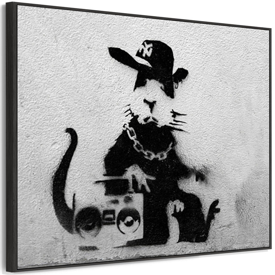 Large Banksy Framed Canvas Art Print - Gangsta Rat