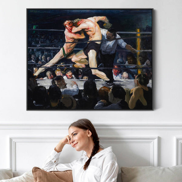 George Wesley Bellows Framed Wall Art Print Canvas Fighting Stag at Sharkeys Boxing