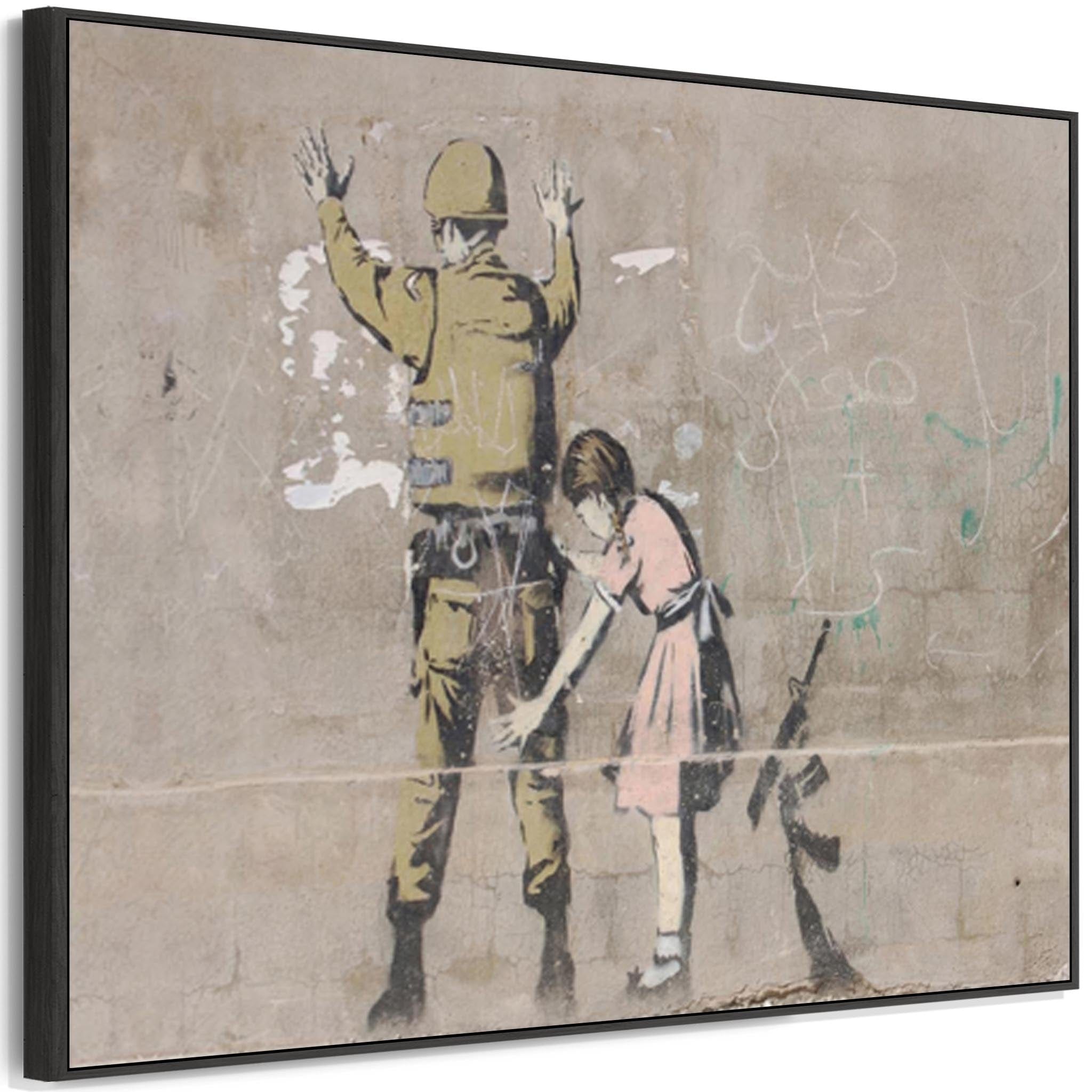 Large Banksy Framed Canvas Art Print Girl Frisking Soldier large-banksy-framed-canvas-art-print-girl-frisking-soldier