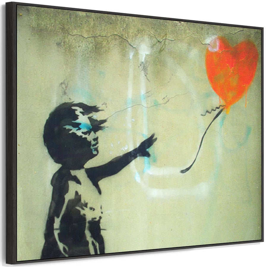 Large Banksy Framed Canvas Art Print - Girl with Balloon