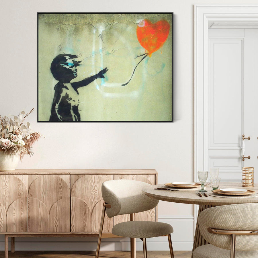 Large Banksy Framed Canvas Art Print - Girl with Balloon