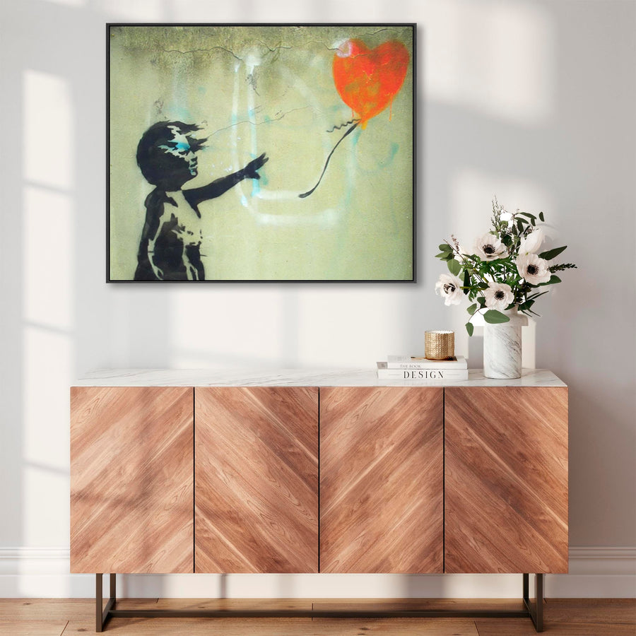 Large Banksy Framed Canvas Art Print - Girl with Balloon