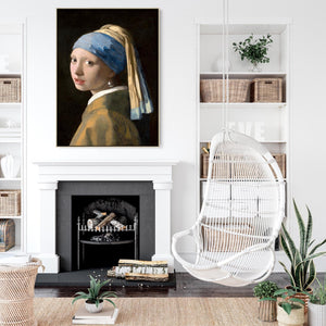 Girl with Pearl Earring Wall Art Framed Canvas Print of Johannes Vermeer Painting