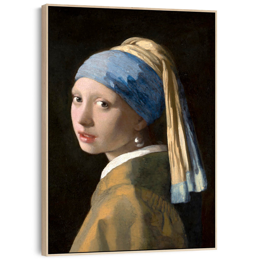 Girl with Pearl Earring Wall Art Framed Canvas Print of Johannes Vermeer Painting