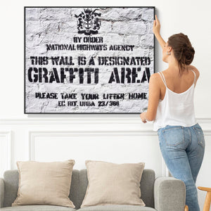 Large Banksy Framed Canvas Art Print - Graffiti Area