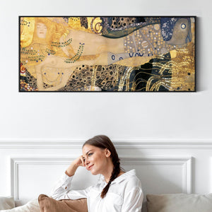 Gustav Klimt Framed Artwork Print on Canvas Water Serpents Wasserschlangen