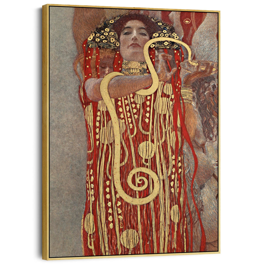 Gustav Klimt Framed Red Gold Art Print - Hygieia - on Canvas