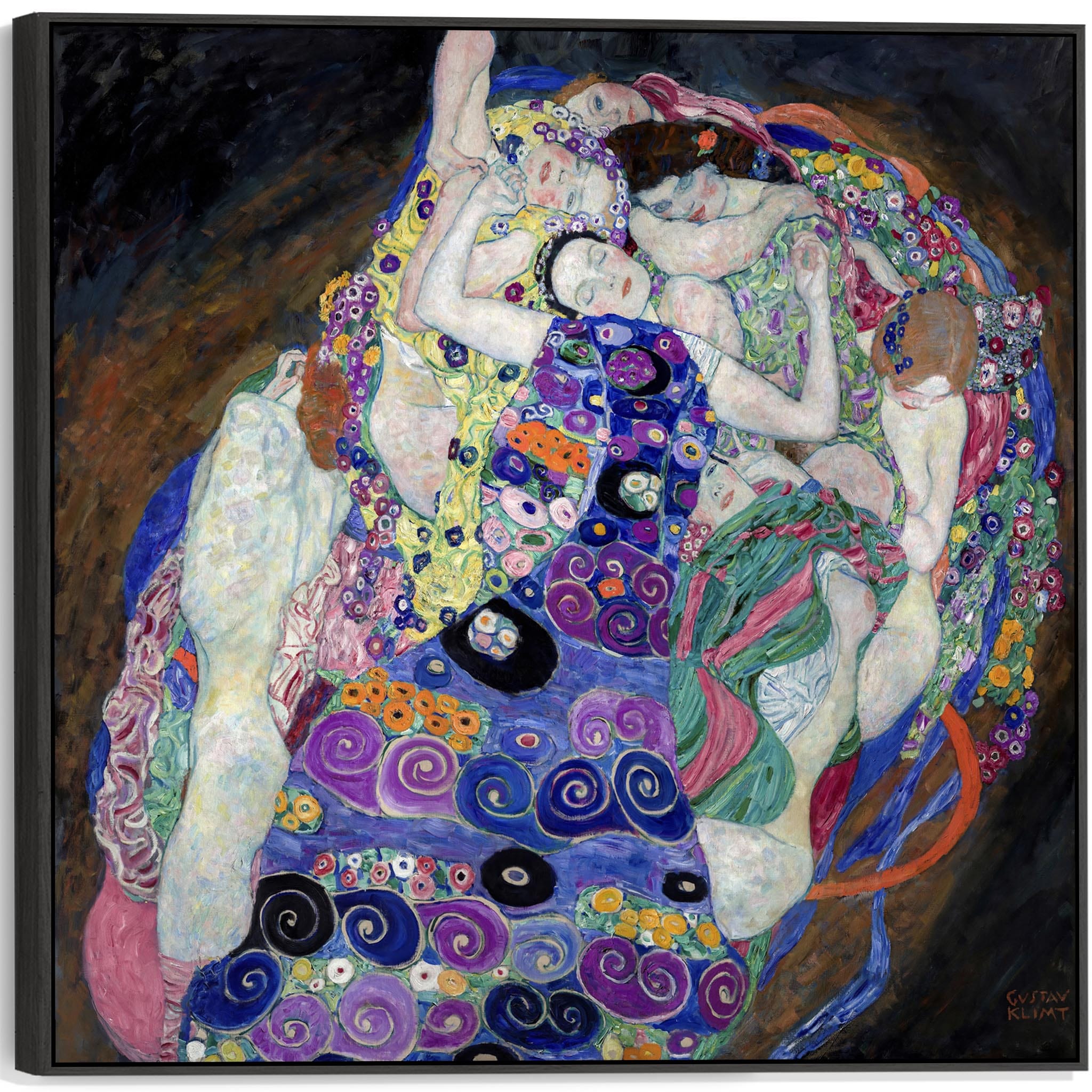 Large Colourful Gustav Klimt Wall Art Framed Canvas Print of The
