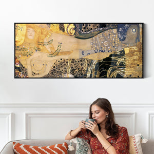 Gustav Klimt Framed Artwork Print on Canvas Water Serpents Wasserschlangen