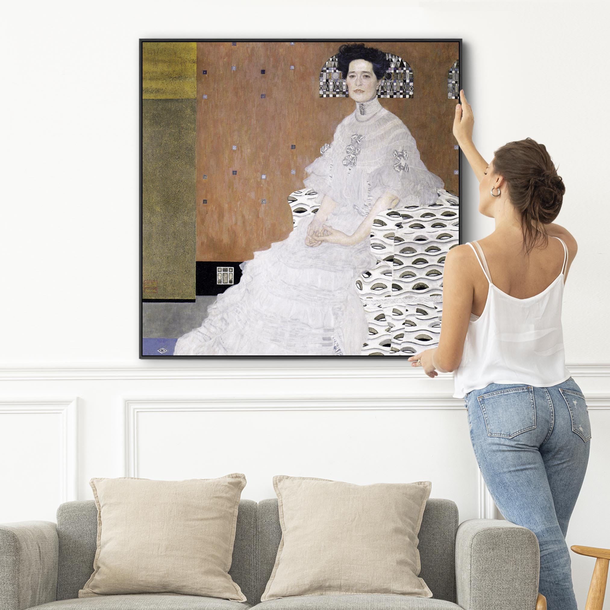 Gustav Klimt Framed Art Print Bildnis Fritza Riedler on Canvas