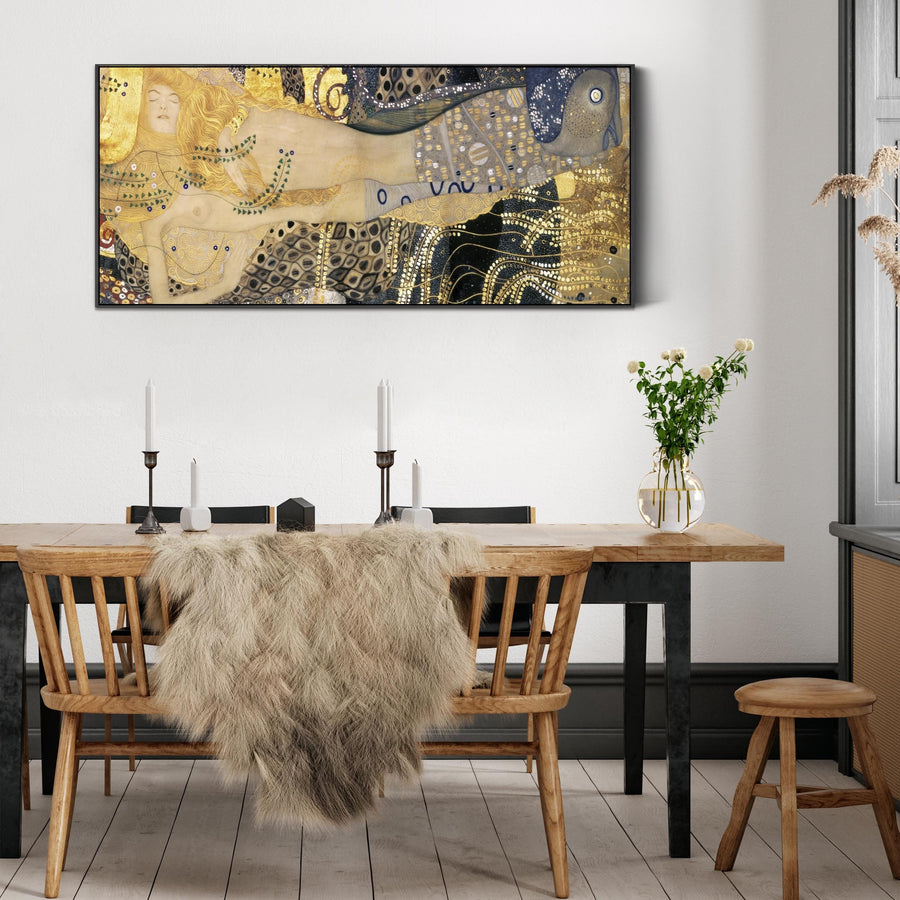 Gustav Klimt Framed Artwork Print on Canvas Water Serpents Wasserschlangen