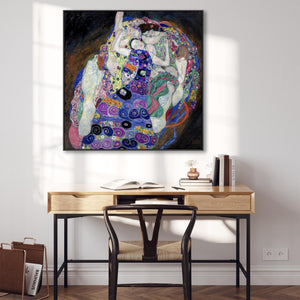 Large Colourful Gustav Klimt Wall Art Framed Canvas Print of The Virgin Painting - 100cm x 100cm