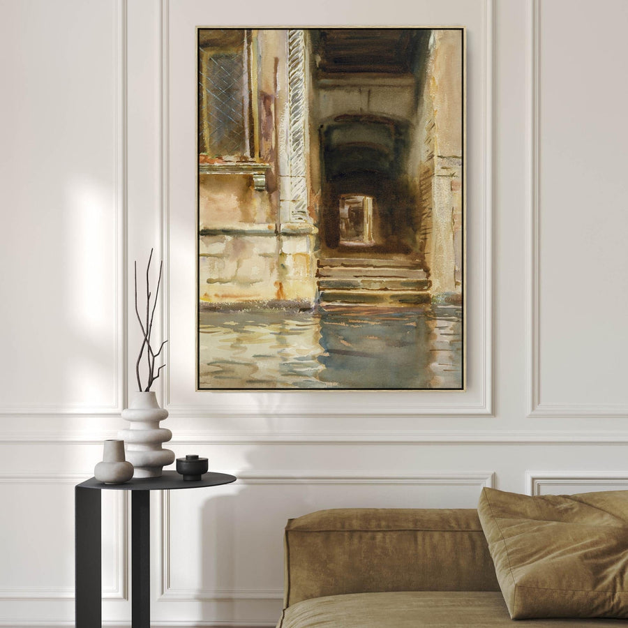 Extra Large John Singer Sargent Wall Art Framed Canvas Painting of Venetian Passageway