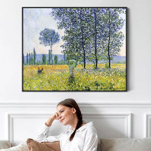 Large Claude Monet Landscape Wall Art Framed Canvas Print Sunlight under the Poplar Trees Painting