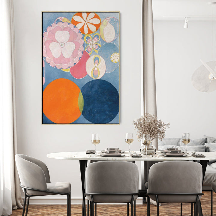 Hilma AF Klint Blue Abstract Wall Art Framed Canvas Print of No2 Childhood Painting - FFp-2190-N-S