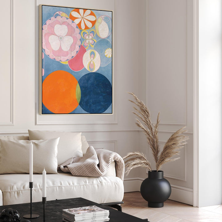 Hilma AF Klint Blue Abstract Wall Art Framed Canvas Print of No2 Childhood Painting - FFp-2190-N-S