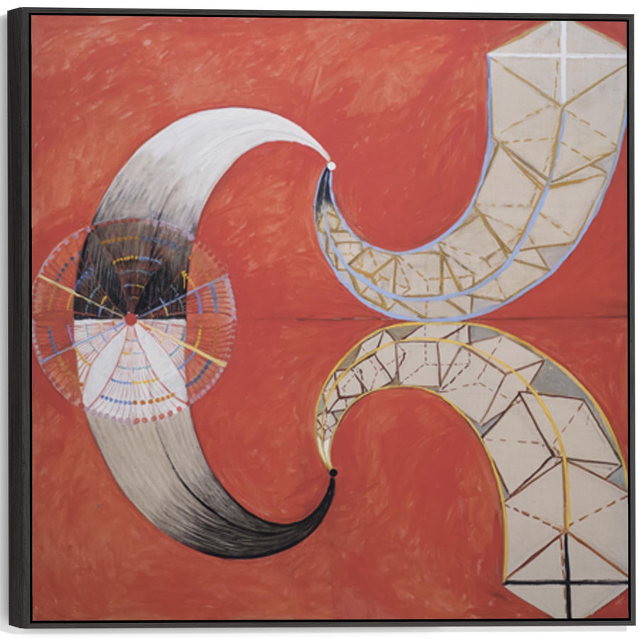 Large Hilma Klint Red Abstract Wall Art Framed Canvas Print of Famous The Swan Painting - XL 100cm x 100cm