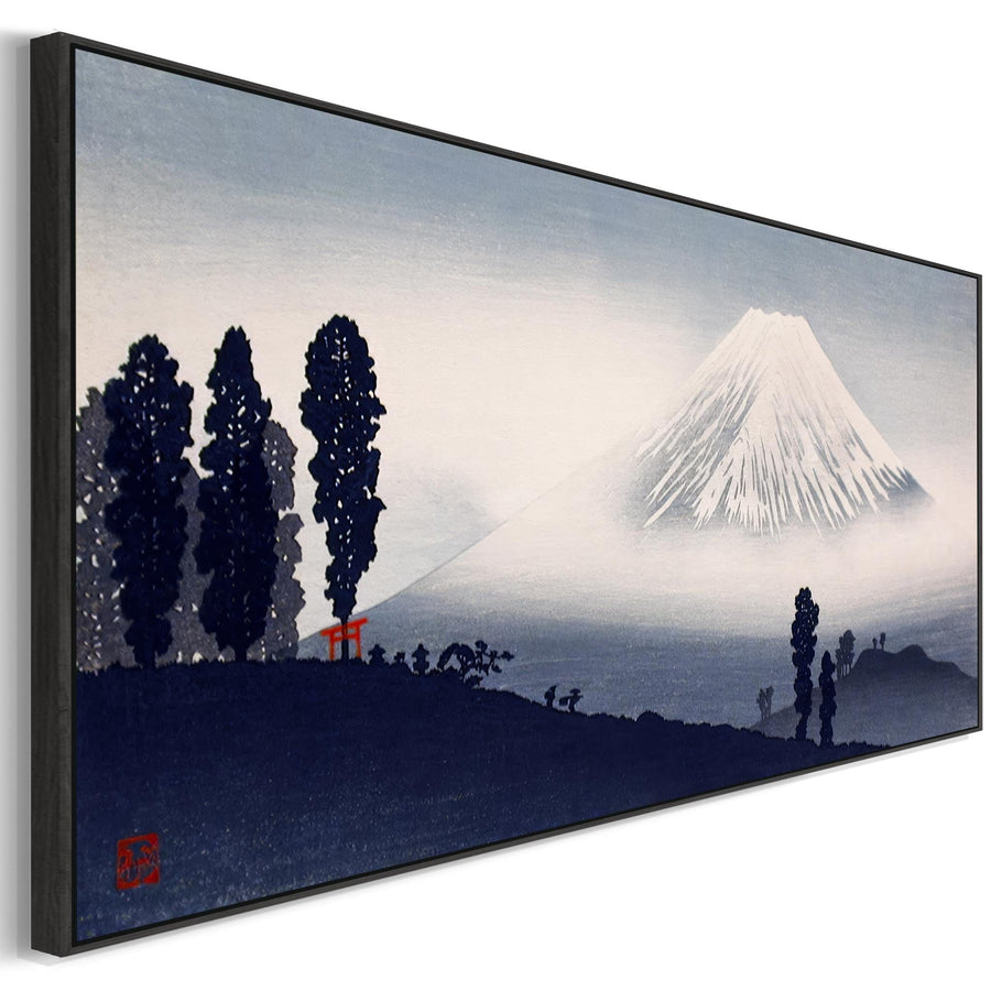 Japanese Mount Fuji Wall Art Framed Canvas Print by Hiroaki Takahashi in Black White Landscape