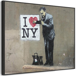 Large Banksy Framed Canvas Art Print - I Love New York