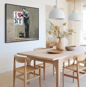 Large Banksy Framed Canvas Art Print - I Love New York