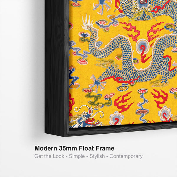 Japanese Dragon Wall Art Framed Canvas Print of Yellow Empress Robe Painting