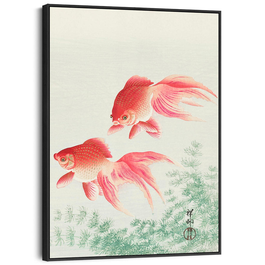 Japanese Goldfish Wall Art Framed Canvas Print of Ohara Koson Painting