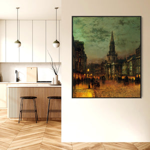 John Atkinson Grimshaw Framed Artwork Print on Canvas Blackman Street in London