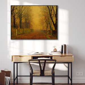 John Atkinson Grimshaw Artwork Canvas Print Framed Evening Glow in Orange