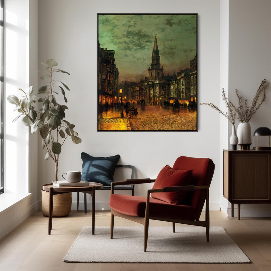 John Atkinson Grimshaw Framed Artwork Print on Canvas Blackman Street in London