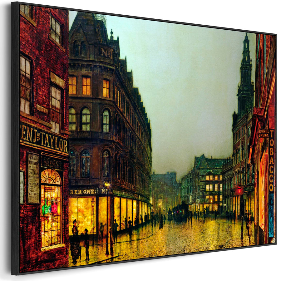 John Atkinson Grimshaw Artwork Canvas Print Framed Boar Lane in Leeds