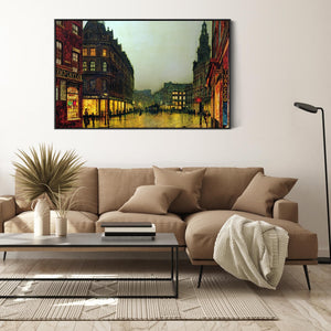 John Atkinson Grimshaw Artwork Canvas Print Framed Boar Lane in Leeds