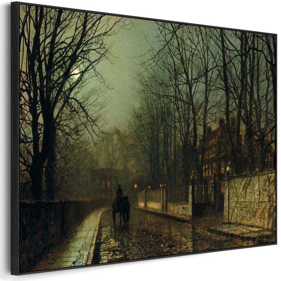 John Atkinson Grimshaw Framed Artwork Print on Canvas Wet Moon Putney Road