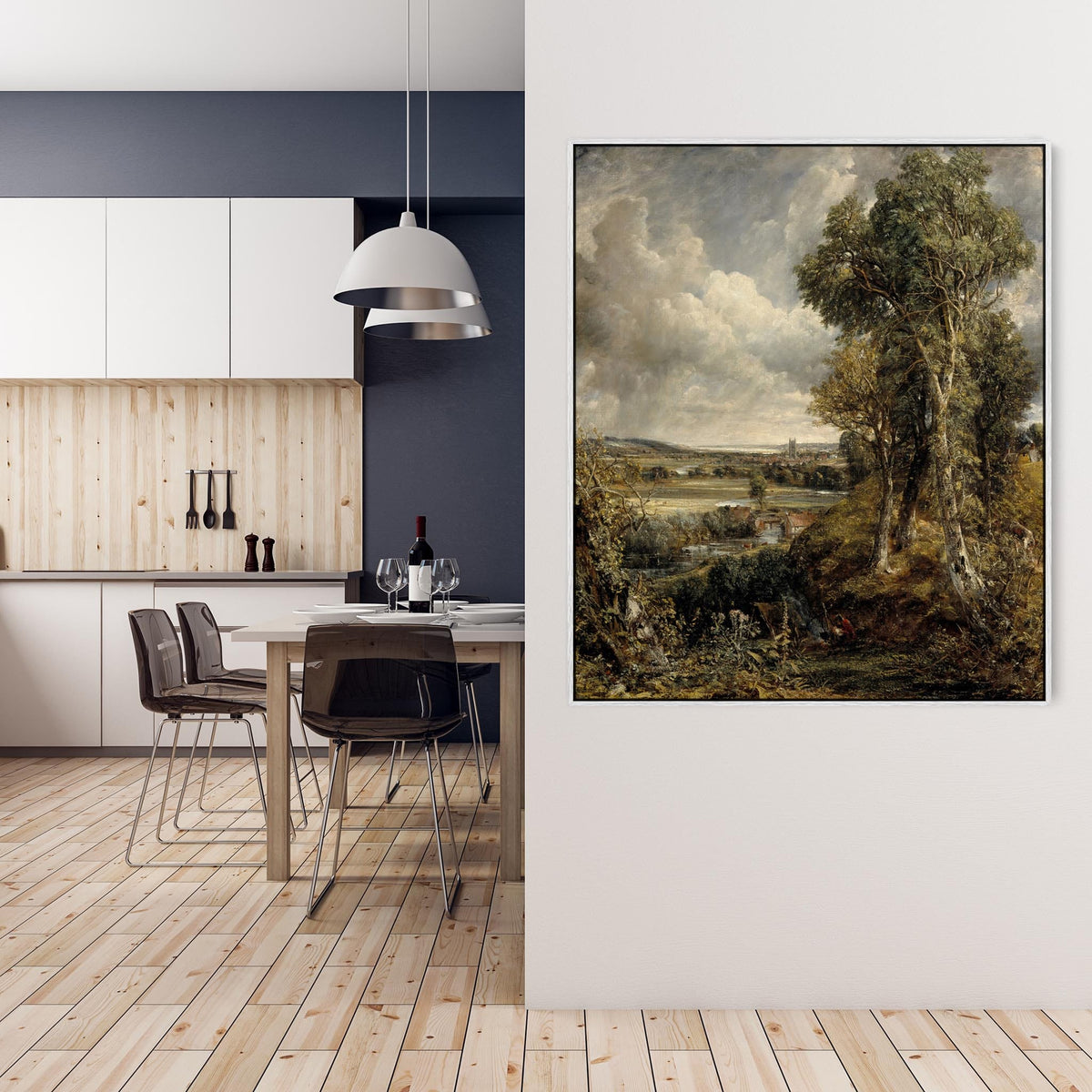 John Constable - Framed Wall Art Print Canvas Picture - The Vale Of De