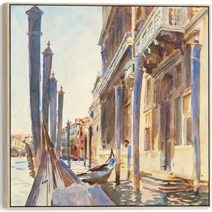 Large John Singer Sargent Wall Art Framed Canvas Print of Famous Gondola Moorings Venice Painting - 100cm x 100cm