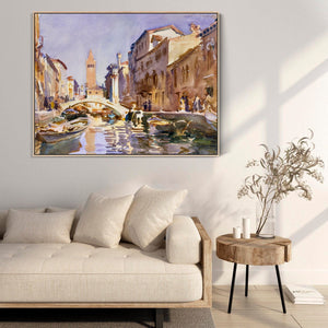 Large Venice Wall Art Framed Canvas Print By John Singer Sargent of Venetian Canal Painting