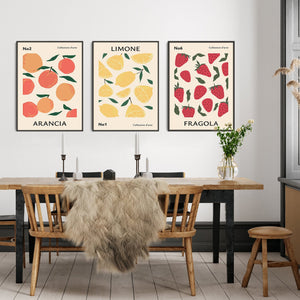 Set of 3 Kitchen Wall Art - XL Framed Canvas Prints -Fruits - 2m Wide