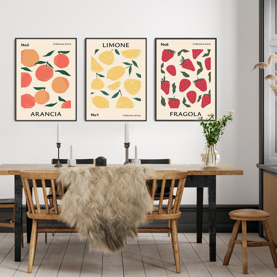 kitchen gallery wall art set of 6, vintage fruit... Set of 3 Kitchen Wall Art - XL Framed Canvas Prints -Fruits - 2m Wide
