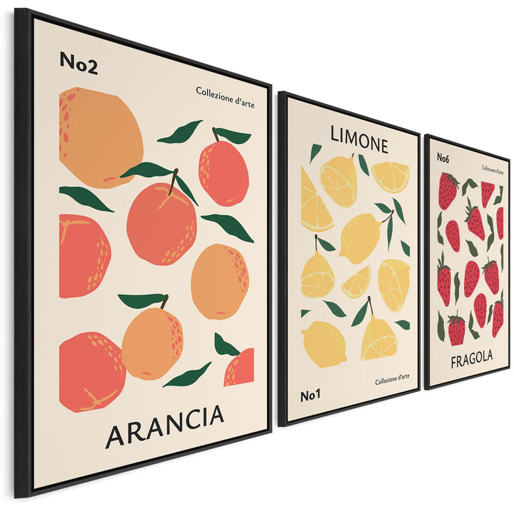 Set of 3 Kitchen Wall Art - XL Framed Canvas Prints -Fruits - 2m Wide - 3FF2101-B-XL