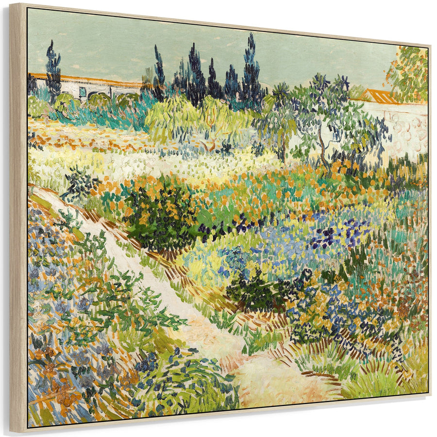 Large Vincent Van Gogh Wall Art Framed Canvas Print of Garden at Arles Landscape Painting