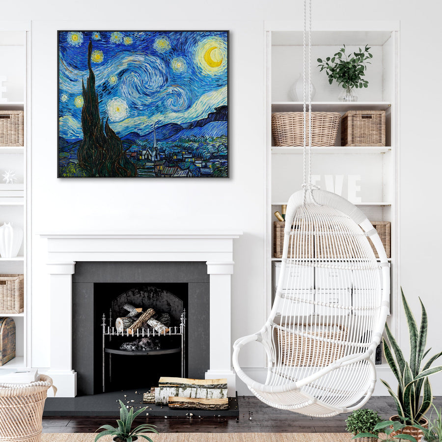 Large Vincent Van Gogh Wall Art Framed Canvas Print of Starry Night Painting