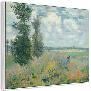 Claude Monet Wall Art Framed Canvas Print of Poppy Fields near Argenteuil Painting
