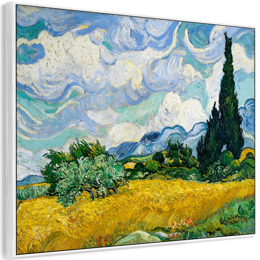 Large Vincent Van Gogh Wall Art Framed Canvas Print of Wheatfield Painting