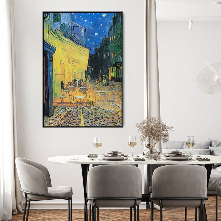 Vincent Van Gogh Wall Art Framed Print of Famous Café Terrace at Night Painting on Canvas - FFp-2159-B-S