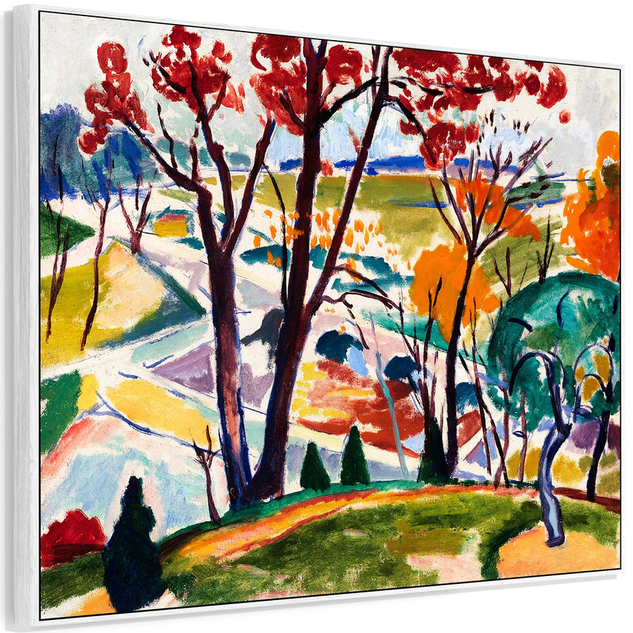 Large Colourful Wall Art Framed Canvas Print of Henry Lyman Sayen Huntingdon Bridge Landscape Valley Painting