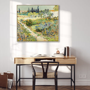 Large Vincent Van Gogh Wall Art Framed Canvas Print of Garden at Arles Landscape Painting