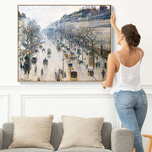 Large Camille Pissarro Wall Art Framed Canvas Print of Boulevard Montmartre Paris Painting