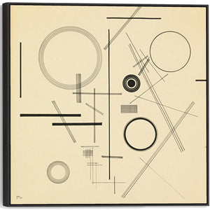 Large Beige Abstract Wassily Kandinsky Framed Canvas Print of Geometric Painting - 100cm x 100cm