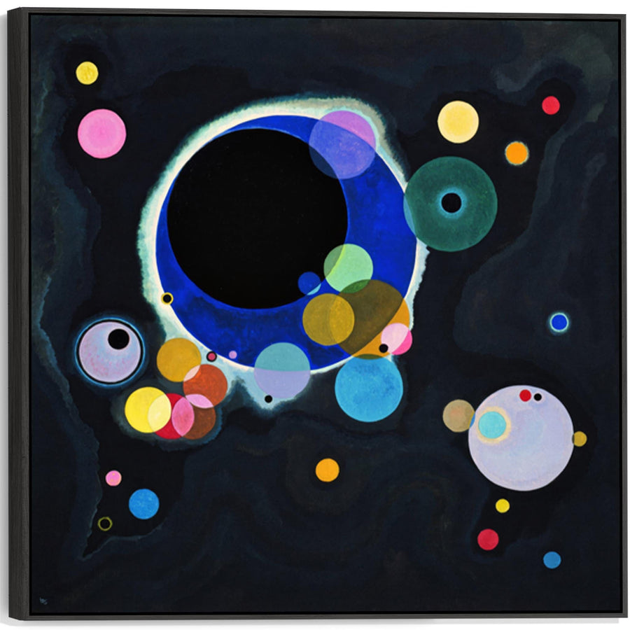 Large Abstract Wassily Kandinsky Framed Canvas Print of Several Circles Painting - 100cm x 100cm